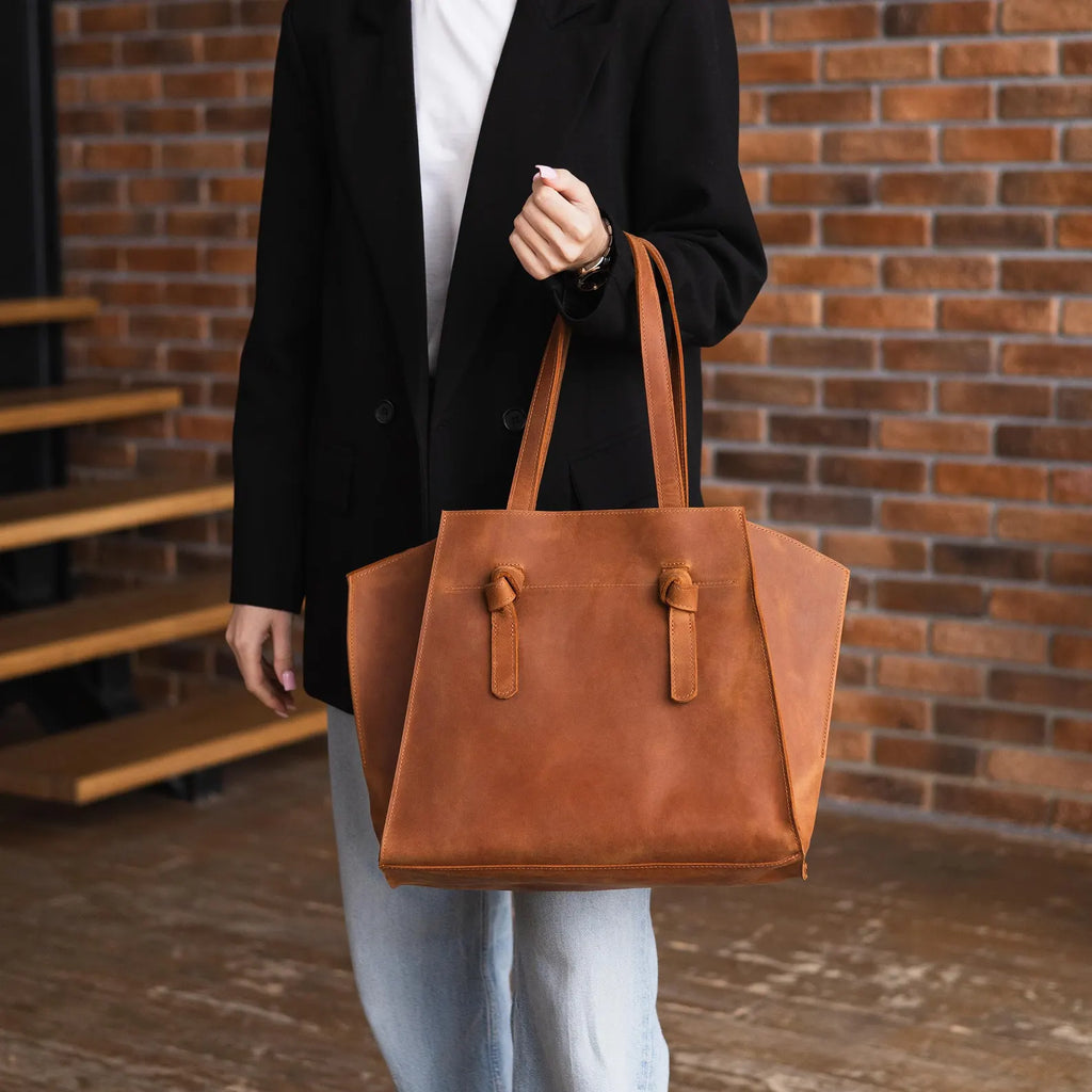 Leather Tote Bag No Zipper